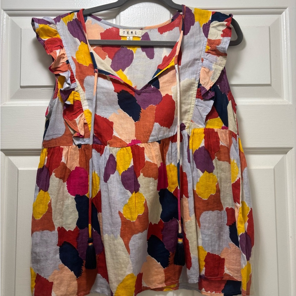 THML Multicolor Ruffle Sleeve Blouse